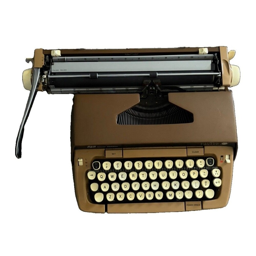 Smith-Corona Galaxie 12 Brown Portable Typewriter w/ Case - Tested